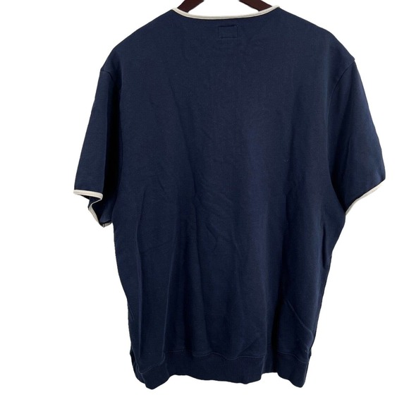 J Crew Piped Vintage Cotton Terry Henley Navy Size XL - Picture 2 of 4